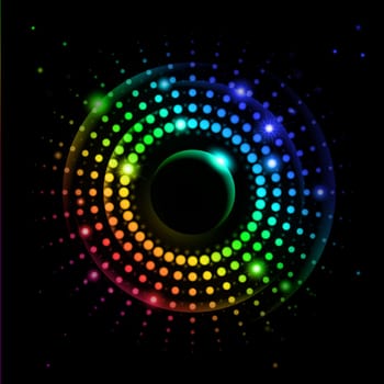 Abstract Rainbow Ray #2 of lights explosion on black background