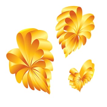 Ribbons curled into the shape of a yellow hearts.