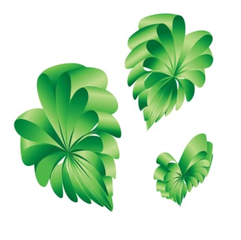 Ribbons curled into the shape of a green hearts.