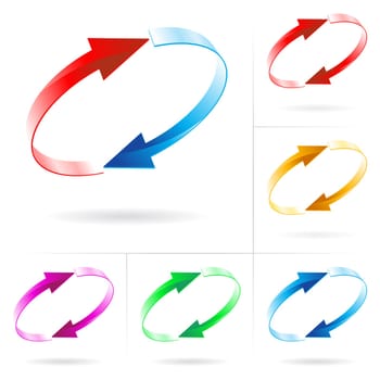 Set #4 of different colored arrow circles isolated on the white