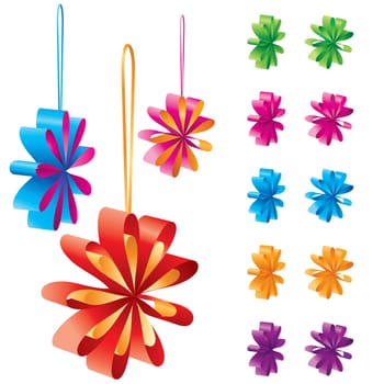 Christmas ribbon. Design Set. Vector illustration on white background
