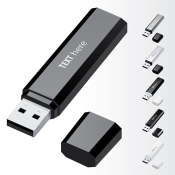 Black USB Flash Drive vector icons