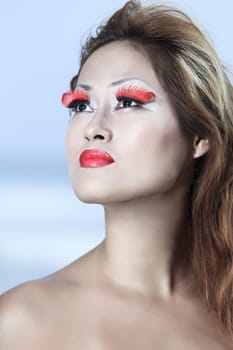 Portrait of a beautiful asian woman with makeup