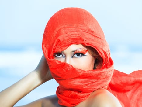 Portrait of a beautiful asian woman with makeup
