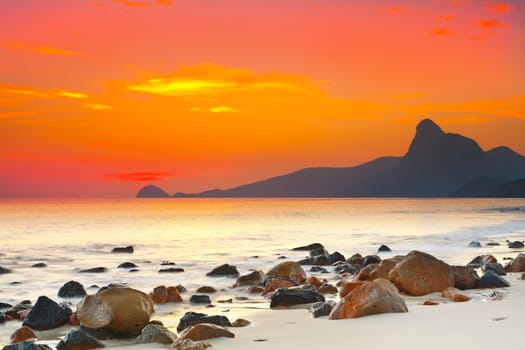 Sunset over the sea. Con Dao. Vietnam