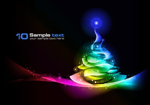 Abstract vector glowing background. Christmas tree. Eps 10.