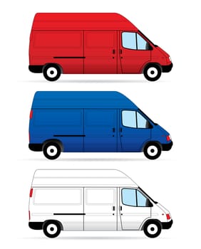 Isolated Delivery Vans on white background. Vector illustration