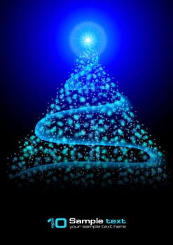 Abstract vector eps10 glowing background. Christmas tree.