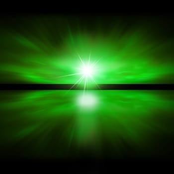 Sky of Green Light - fractal landscape