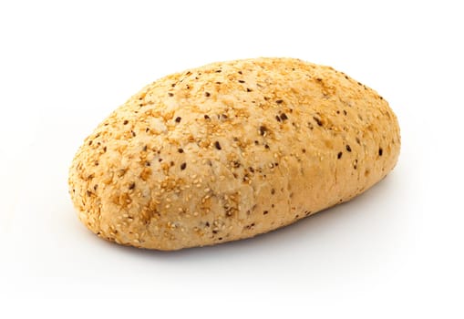 Loaf of bread fresh baked isolated against white