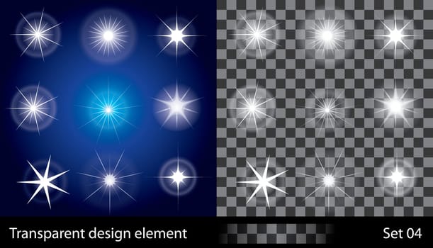 Set of transparent stars. Vector illustration for design.