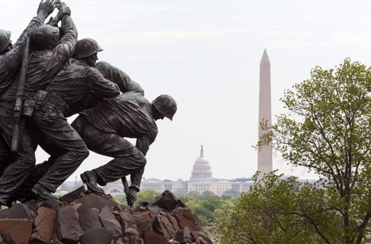 WASHINGTON DC - APRIL 17: Detail of the Iwo Jima statue in Washington DC on April 17, 2012. The statue was dedicated in 1954