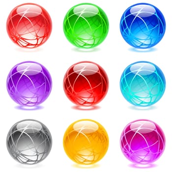 Collection of colorful glossy spheres isolated on white. Set #18.