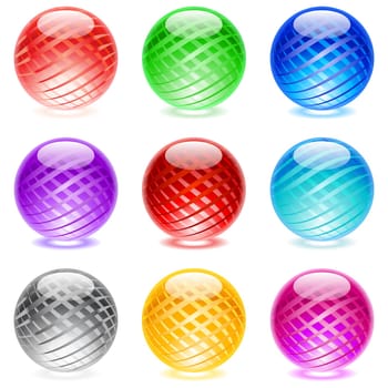 Collection of colorful glossy spheres isolated on white. Set #3.
