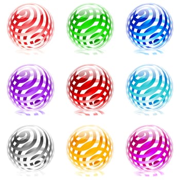 Collection of colorful glossy spheres isolated on white. Set #4.