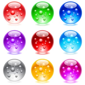 Collection of colorful glossy spheres isolated on white.  Set #2.