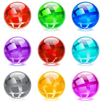 Collection of colorful glossy spheres isolated on white. Set #5.