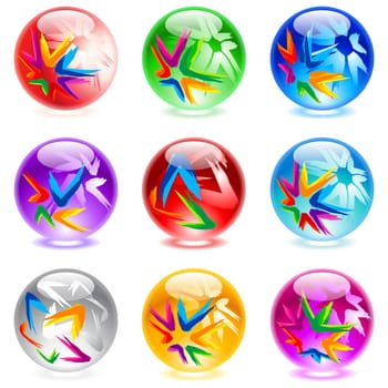 Collection of colorful glossy spheres isolated on white. Set #13.