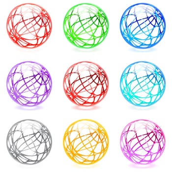 Collection of colorful glossy spheres isolated on black. Set #17