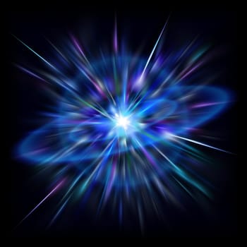 The bright flash of Blue Supernova in deep space.