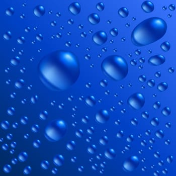 Water drops are on the blue surface. Vector seamless background image