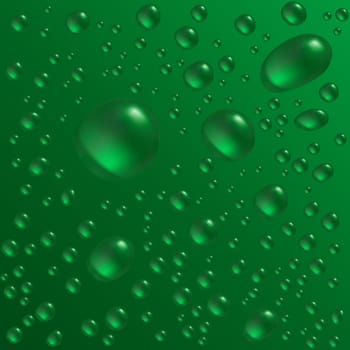 Water drops are on the green surface. Vector seamless background image