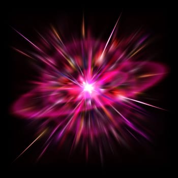 The bright flash of Red Supernova in deep space.