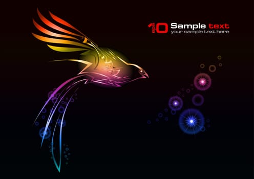 Abstract vector eps10 glowing background. Bird. For your design.