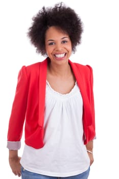 Portrait of a beautiful african american woman, isolated on white background