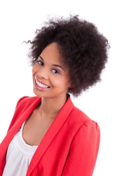 Portrait of a beautiful african american woman, isolated on white background