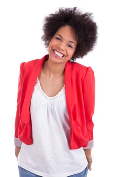 Portrait of a beautiful african american woman, isolated on white background