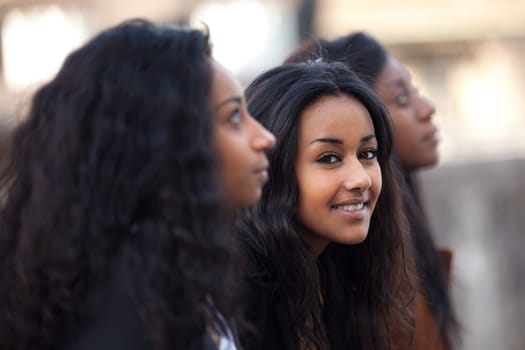Outdoor Portrait  of happy youngs african american teenage girl