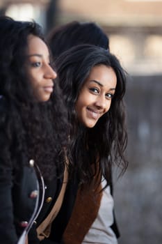 Outdoor Portrait  of happy young african american teenage girls