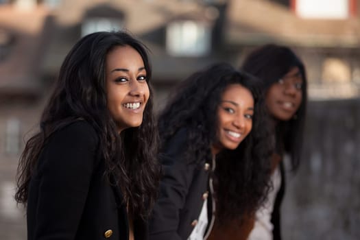 Outdoor Portrait  of happy youngs african american teenage girl