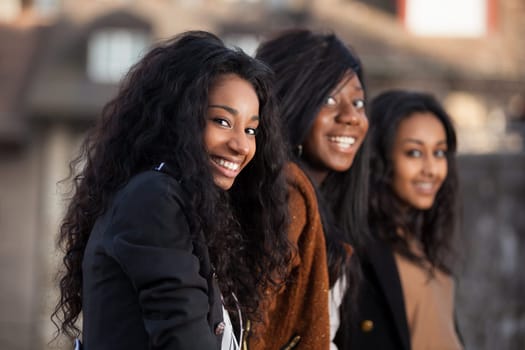 Outdoor Portrait  of happy young african american teenage girls