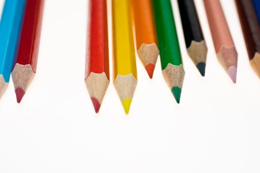 A lot of Colorful pencil on a white background