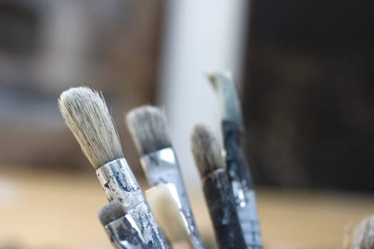 Close up of old Paintbrushes