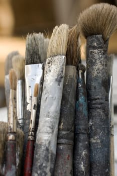 Close up of old Paintbrushes