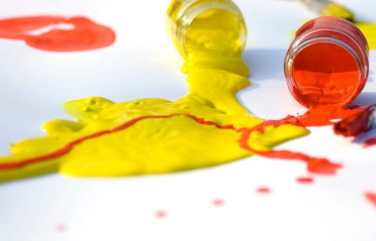 Yellow and red colors on white