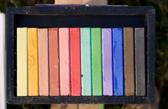 Photo of Colorful chalks background
