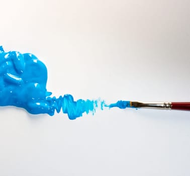 Paintbrushes with Blue Colors on white