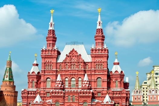 Building of the Historical museum on Red Square in Moscow, taken on April 2012