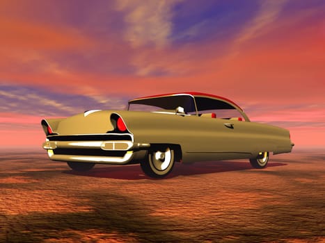 Old car from 60&#039 s in colorful background