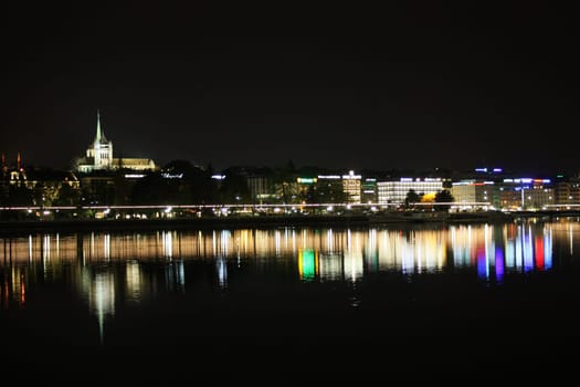 Switzerland  Geneva skyline by night
