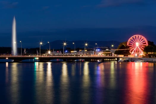 Geneva skyline by night