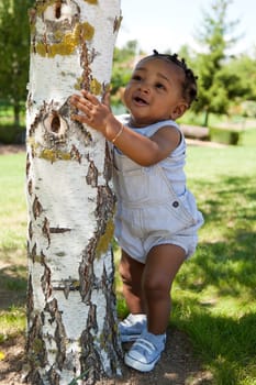 Cute african american baby boy at park