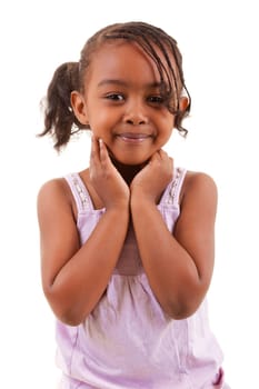 cute little african girl smiling isolated on white background