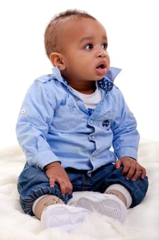 Adorable African American baby  isolated on white background