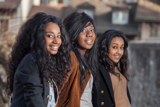 Outdoor Portrait  of happy young african american teenage girls