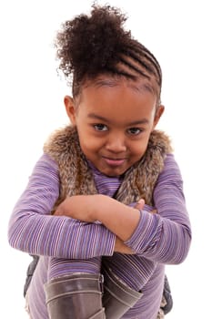 cute little african american girl angry